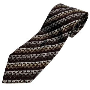 Giorgio Brutini Men's 100% Silk Necktie Hand Made Maroon Brown Geometric Tie